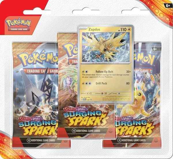 Pokemon: Scarlet & Violet - Surging Sparks 3 Pack Blisters (Zapdos)