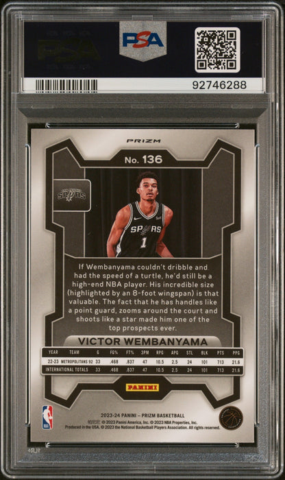 2023 Panini Prizm Victor Wembanyama Silver Prizm PSA 10