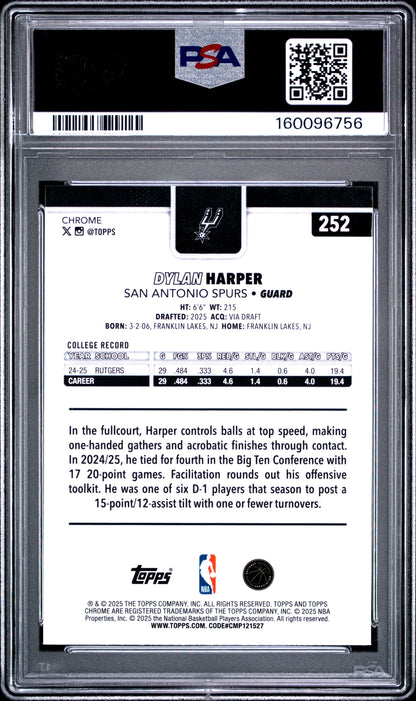 2025 Topps Chrome Dylan Harper Refractor PSA 10